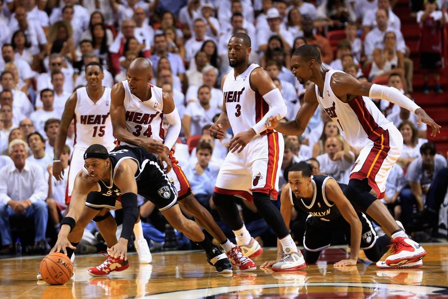 Miami - Playoff Nba Miami Heat contro Brooklyn Nets. Paul Pierce e Ray Allen (Afp)
